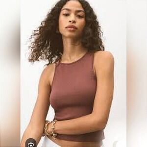 EUC Anthropologie Maeve Women's Ribbed Sleeveless Muscle Crop Tank Top Brown M
